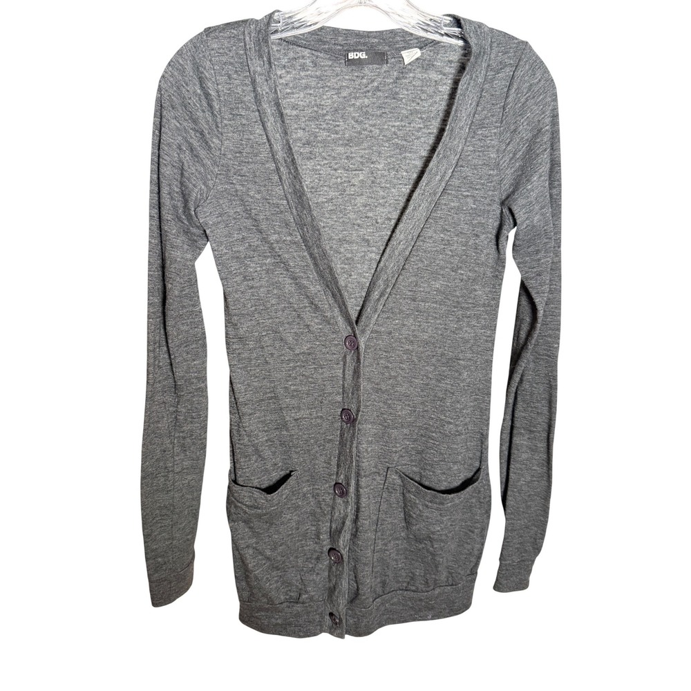 BDG Cardigan Sweater Womens XS Gray Cotton Blend Made in USA Y2K Minimalist